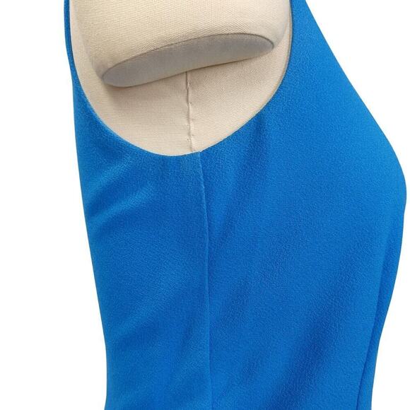 Badgley Mischka Royal Blue Sheath Dress Size 2 Crepe Sleeveless V Neck Classic - Picture 4 of 7